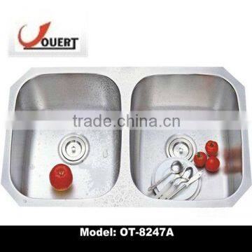 OT-8247A cUPC 50/50 Stainless Steel Undermount Double Sink in Kitchen