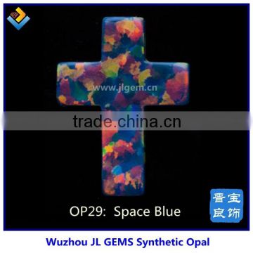 Beautiful Synthetic Space Blue Opal Cross Shape Decoration