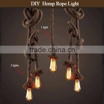Retro DIY Art Hemp Rope Pendant Light 200cm Creative Art Chandelier Dining Room LED Droplight photo-4