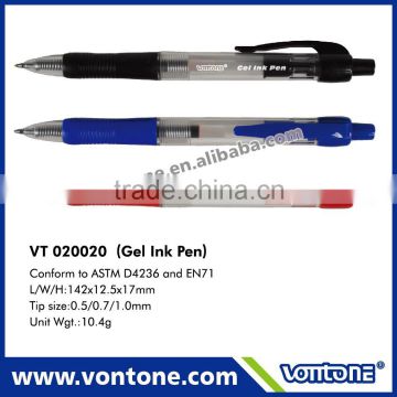 Retractable plastic gel ink roller pen,ball point pen