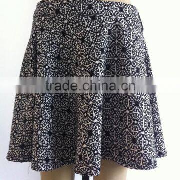 Ladies ruffle printed latest design high waist skirt