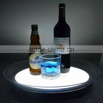 Edgelight LED tray for night bar , restaurant use , Party event accessories round bar tray