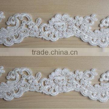 2015 Popular bridal veil embroidered cording lace trim