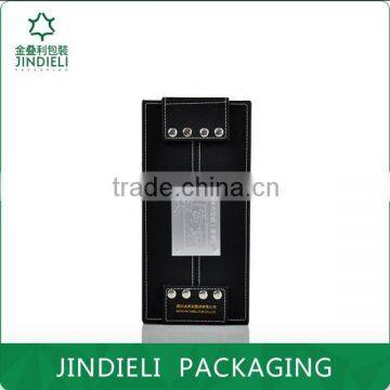 Black Leather Decorative White Spirit Packaging Box photo-2