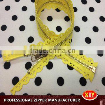 high quality fancy ykk quality metal lace zipper , christmas dress zipper