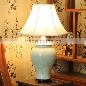 Factory sell Jingdezhen ceramic table light with shade for bedroom