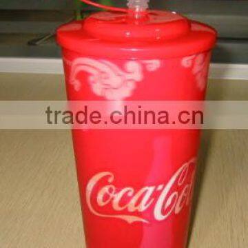 32oz Printed Plastic Cup With Straw
