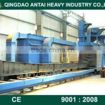 Q6910 roller conveyor type steel plate and H beam cleaning shot blast mahcine