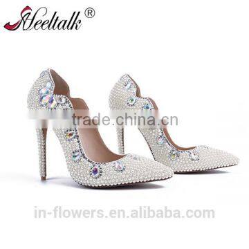 Pearls and rehinestone handmade ladies simple shoes