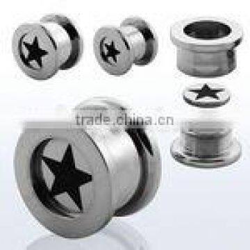 Steel hollow plug with screw-fit star logo disc