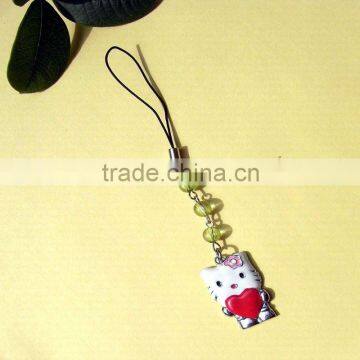 2012 new designs zinc alloy enamel hello kitty cell phone charm