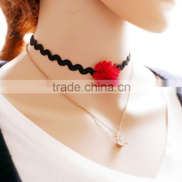 Hot Western Wavy Choker Collar Necklace,Rose Flower Choker                        
                                                Quality Choice