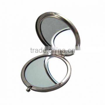 Round metal makeup mirror compact with double sides