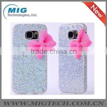 Shining cute lady style with Bow For Samsung S6 EDGE case, Cell phone case For Samsung galaxy S6 EDGE case, 7 colors
