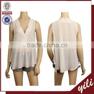 OEM ODM 100% polyester blouse designs fashion cutting blouse design