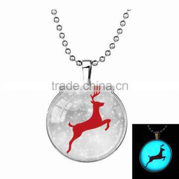 Stylish simple noctilucent jewelry wholesale red reindeers Christmas necklace