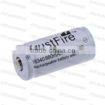 Small type 16340 880mah 3.6v lithium ion rechargeable battery with pcb button top intelligent cell