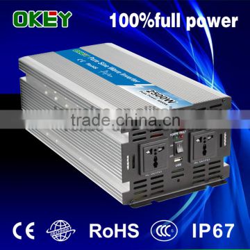 High efficiency CE RoHS approved 2500w DC 12v to AC 110v/220v pure sine wave power inverter OPIP-2500 with solar system