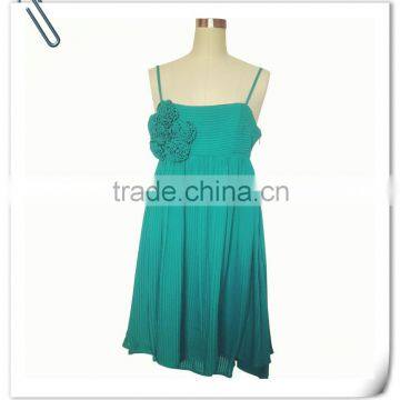 Lady's silk pintuck georgette evening dress with hand made floowers