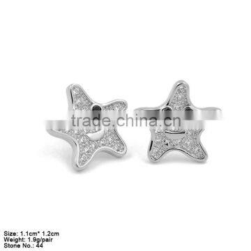 GZA2-021 925 Sterling Silver Earring with Cubic Zirconia Little Starfish Earring Stud