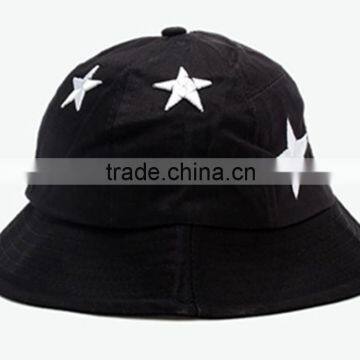2014 Fashion Black 3d Stars Embroidery Folded Bucket Hat photo-3