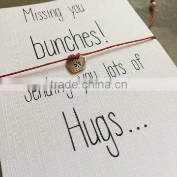 Custom jewelry Miss you card heart wish bracelet
