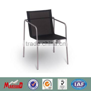 stackable stainless steel furniture with batyline seat and back