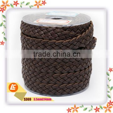 3mm brown flat cross genuine cow leather cord wholesale