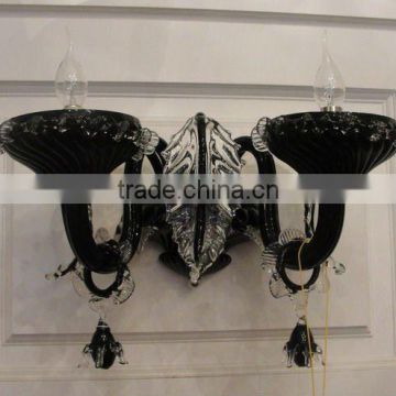 2015 Hotel corridor 2 light black glass wall lamps/wall sconces with CE