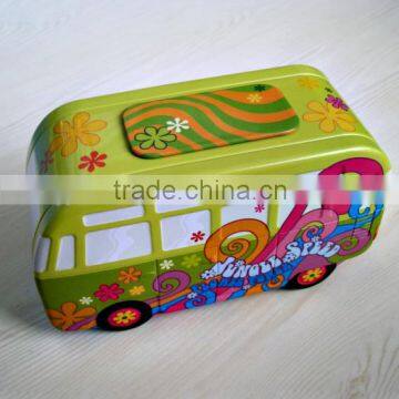 New design gift bus shape tin can