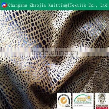 China manufacturer gold foil polyester imitation snake skin fabric panne velvet ZJ013