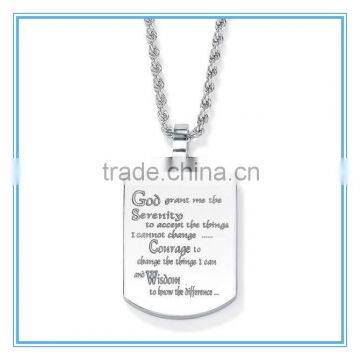 Yiwu Meise Serenity Prayer Dog-Tag Necklace in Stainless Steel Tailored