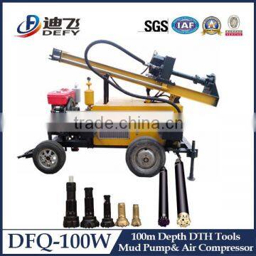 Water well drill equipment, DFQ-100W DTH drilling rig for sale