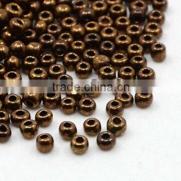 12/0 Glass Round Seed Beads, Iris Round, CoconutBrown(SEED-D003-01N)