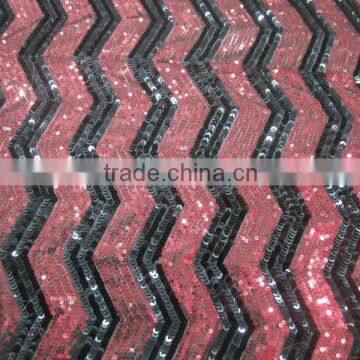 zigzag paillette sequin embroidery mesh fabric for dress