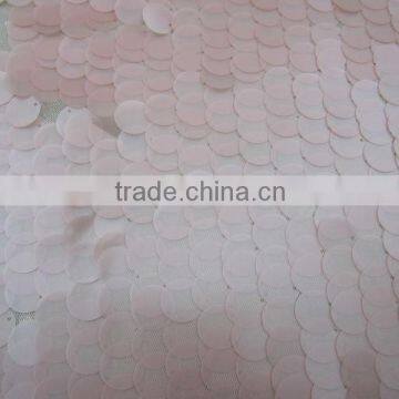 18mm pink sequin embroidery fabric on mesh ground