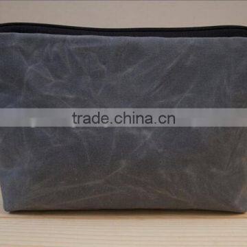 High Quality and Personalized Waxed Canvas Unisex Zippered Pouch , Waterproof Pouch for Swimming , Fabric Zipper Pouches