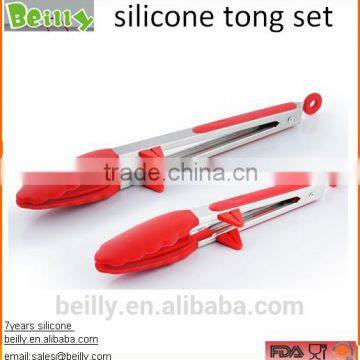 Silicone Stainless Steel Serving Salad & Grill & BBQ Kitchen Tongs Set 2 Pack (9-Inch & 12-Inch) Tongs... photo-5