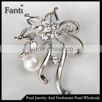 Bezel jewelry natural freshwater pearl brooch corsage