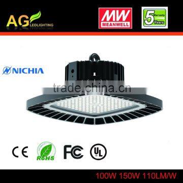 100W 150W square led ufo high bay light with 5years warranty
