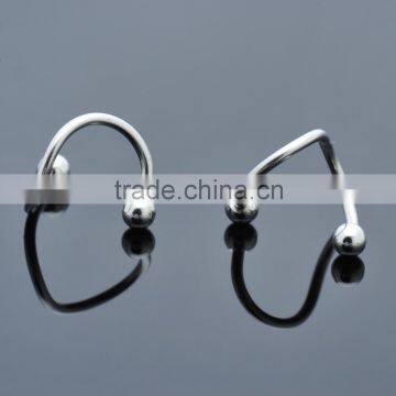 Steel Spiral Twist Post Belly Button Navel Ring or Eyebrow Curve