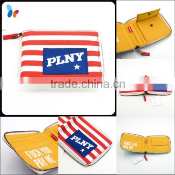 custom canvas flag wallet fashion stripes wallet with zipper