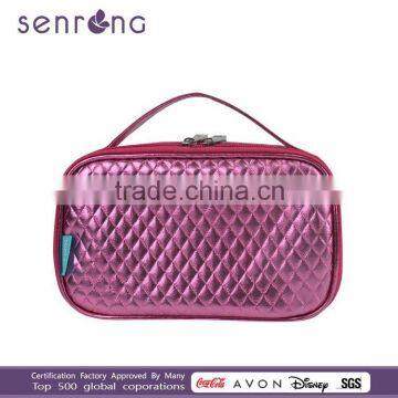 Promotional fashionable check cosmetic bag wholesale with handle