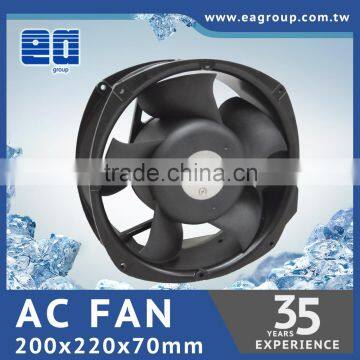 Taiwan TUV CE UL ROHS Certified AC Axial Cooling Fan COOLER Cooling Fan AC Plastic Impeller in 200x220x70mm with DUAL SPEED