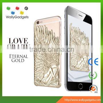 2015 Fashion Luxury 3D Angel Wings Chrome Love Crazy Case Back Cover For Iphone 6