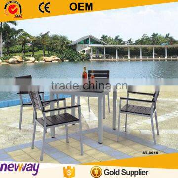 Hot selling nice model durable plastic furniture dining set wood carved table and chairs