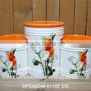 chinese ink decal ceramic condiment canisters