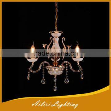 Vintage Chandelier Lamp, Hot Selling White Ceramic 3 Lights Crystal Chandelier with E14 Socket