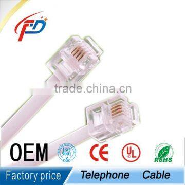 wholesale indoor/outdoor 6p4c /6p2c RJ11 flat 2 cores telephone patch cord