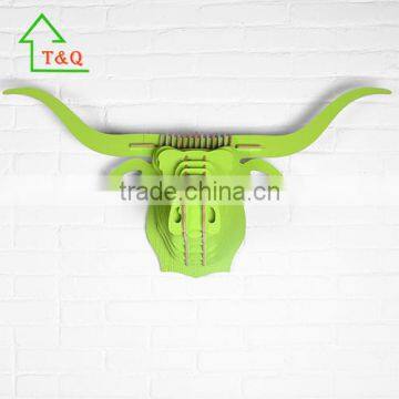 DIY Wooden Buffalo Animal Head 3D Wooden Wall Panel Home Decoration photo-2